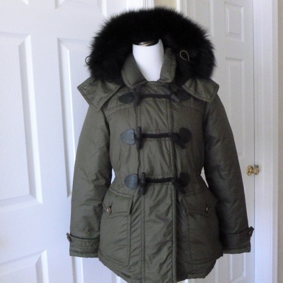 Burberry Worthington Down Toggle Coat Fox Fur Hood - Picture 2 of 8